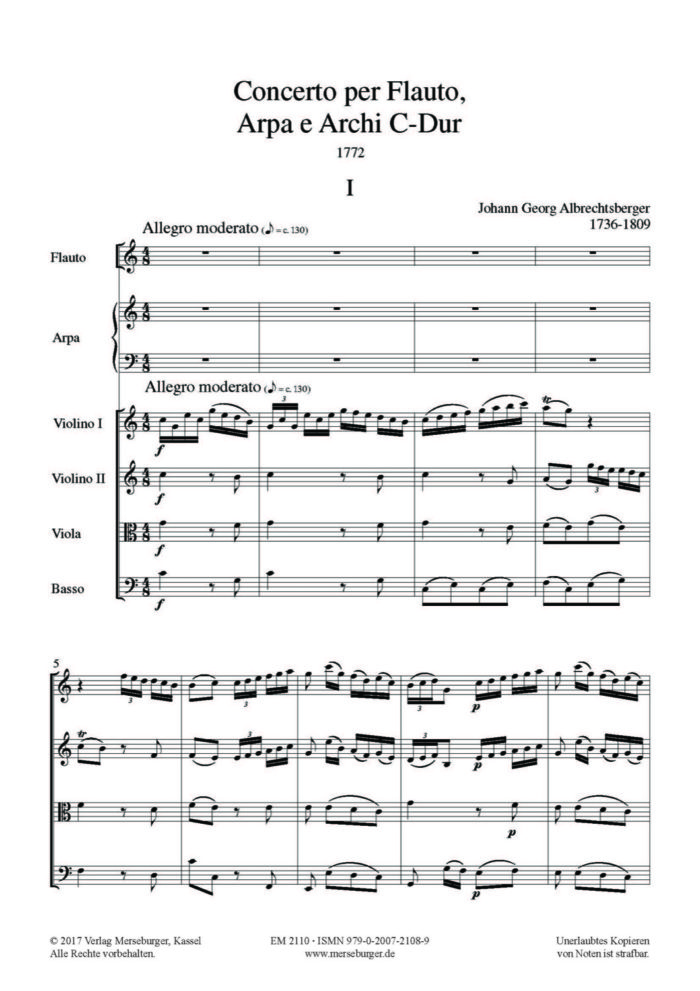 Concerto per Flauto, Arpa e Archi C-Dur